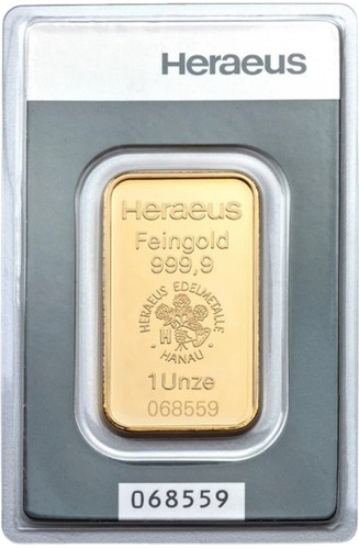Goldbarren heraeus 999 9 - heraeus, 999,9