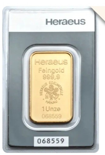 Goldbarren heraeus 999 - 1, oz
