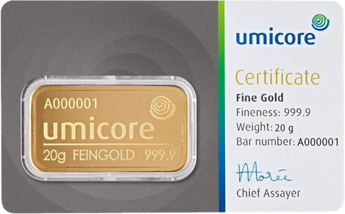 Goldbarren umicore 999 - 20,